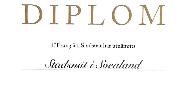 Stadsnät i Svealand utsett till Årets Stadsnät 2013 