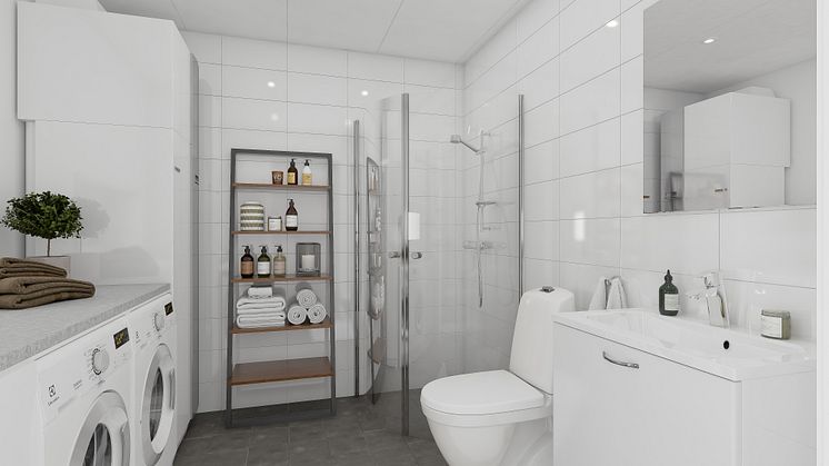 Brf Skogshem - 3D-bild av badrum