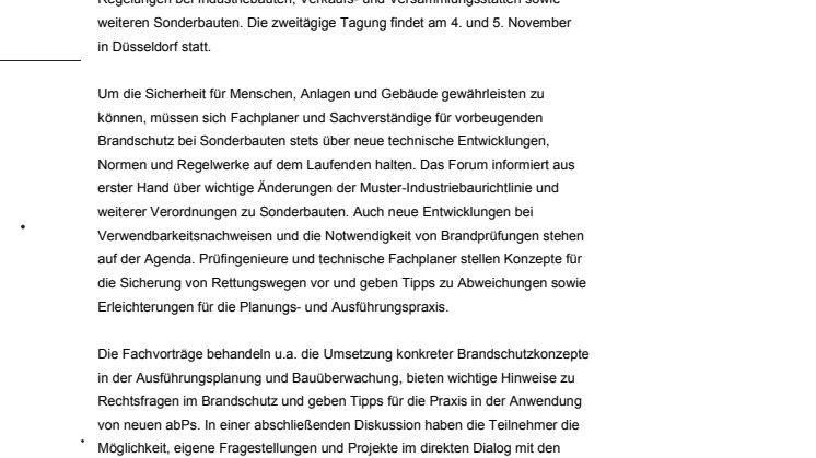Brandschutzforum 2015 – Sicherheit für Menschen, Anlagen und Gebäude