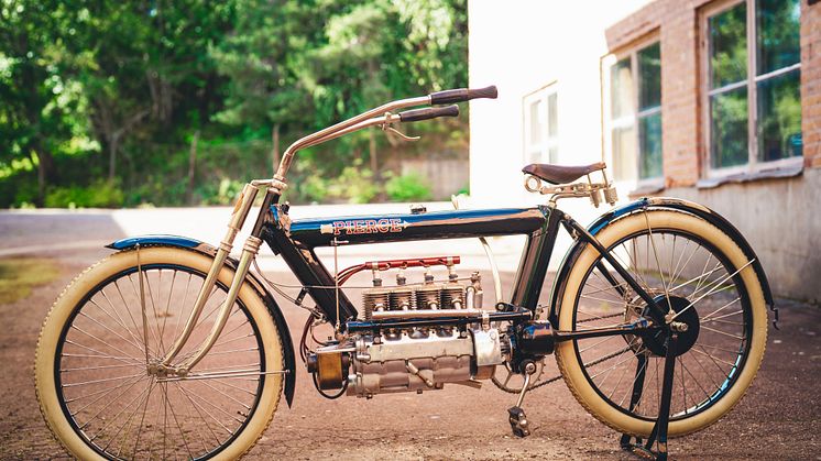 Denna välhållna Pierce Four är en av de 87 motorcyklar som auktioneras ut av Sajab Vintage. Totalt omfattar auktionen närmare 1 000 utrop.