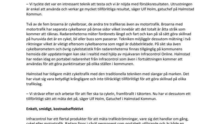 Halmstad räknar cyklister med radar