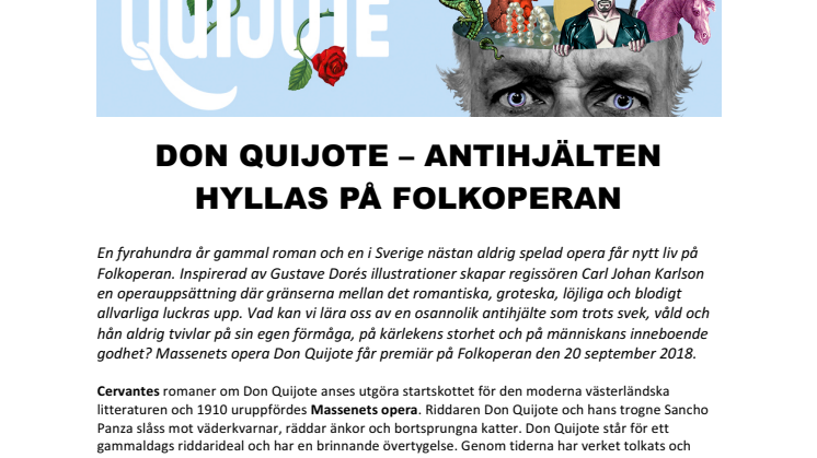 DON QUIJOTE – ANTIHJÄLTEN HYLLAS PÅ FOLKOPERAN 