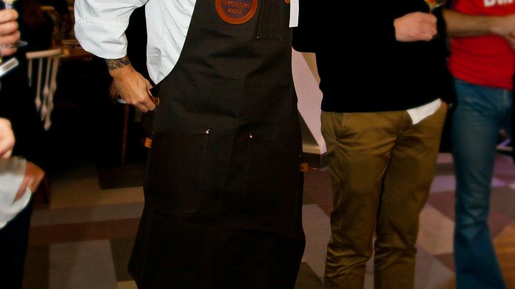 Krister Dahl,  Executive Chef på Gothia Towers, med snyggt förkläde från Svenskt Kött