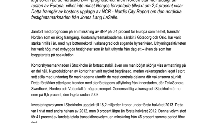 Stabil fastighetsmarknad i Norden 