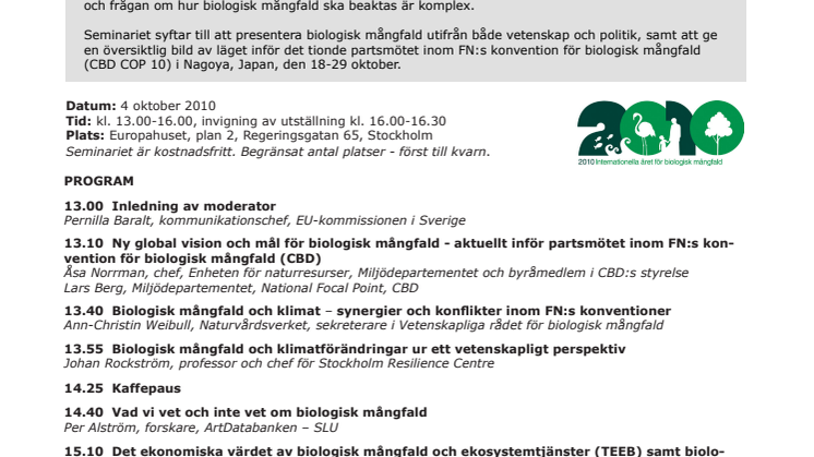 Journalistseminarium inför FN-förhandlingarna om biologisk mångfald