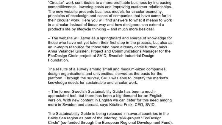 New Sustainability Guide provides knowledge and inspiration for circular work