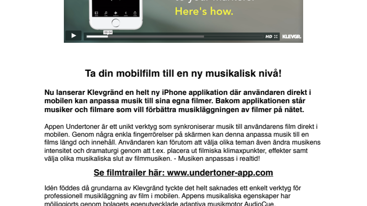 Undertoner - Mobilappen som tar dina filmer till en ny musikalisk nivå!
