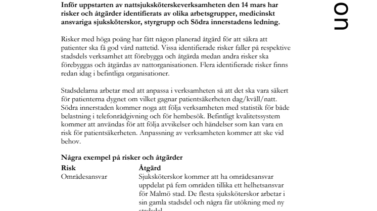 Uppstart av gemensam organisation för nattsjuksköterskor 