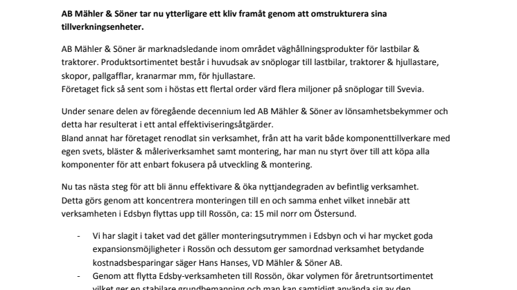 Marknadsledande snöplogstillverkare rustar för framtiden