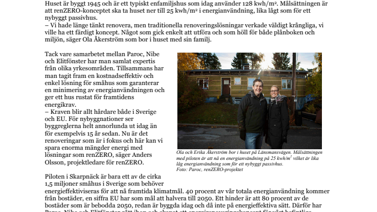 Sveriges första nära-noll-renoverade småhus