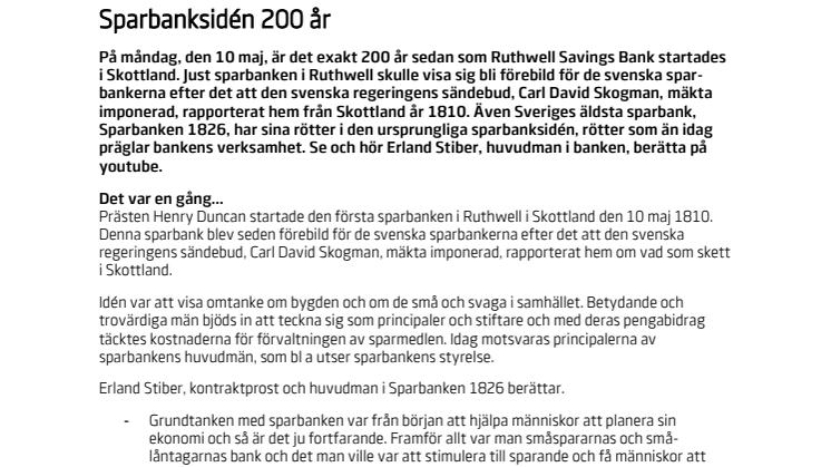 Sparbanksidén 200 år