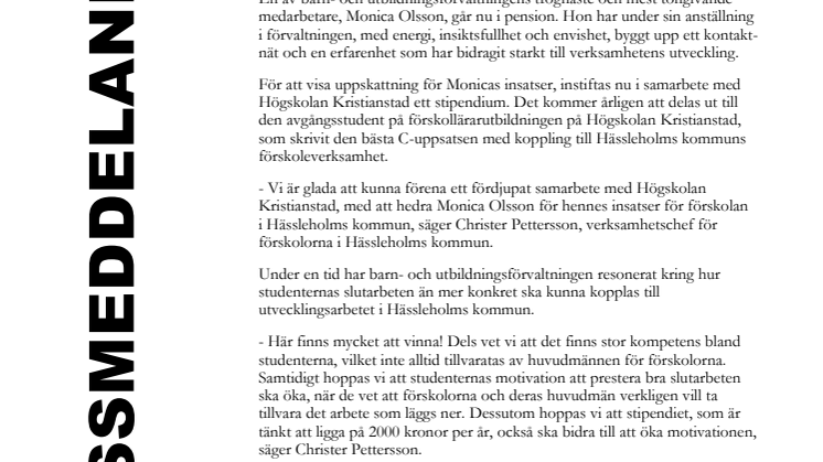 Monica Olssons förskolestipendium