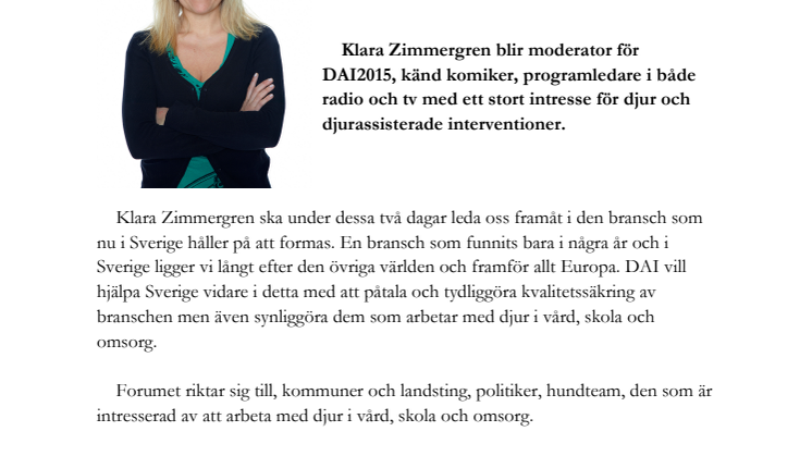 Klara Zimmergren moderator för DAI 2015