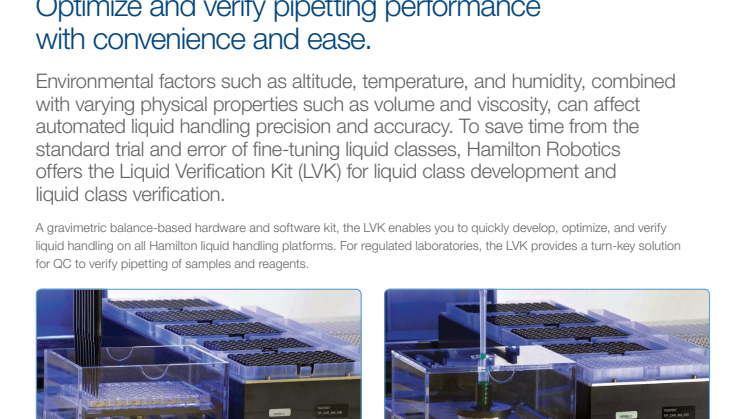 Unique tool for optimizing and verifying pipetting performance now available