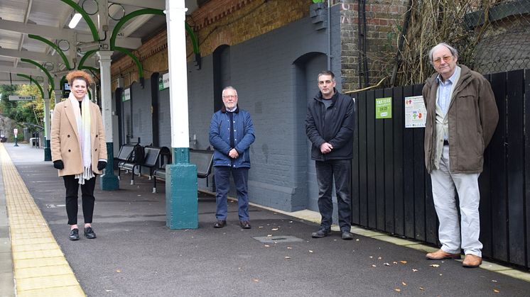 Vicky Cropper-Clarke, Robert Yorke, Dave Horton and Lawrie Hart at Bricket Wood station