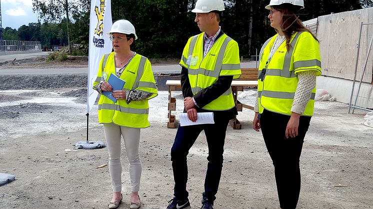 Idag presenterades SKBs byggplaner i Uppsala av Eva Nordström, vd SKB, Erik Pelling (S), kommunalråd och ordförande i plan- och byggnadsnämnden i Uppsala kommun och Sofie Rosell Güler, projektledare i Rosendal. Foto: Yvonne Edenmark Lilliedahl