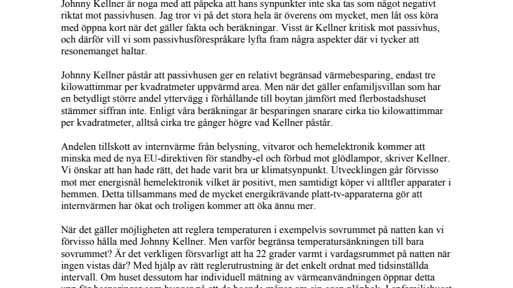 Debatt: Passivhus bäddar för export av biobränslen och grön el