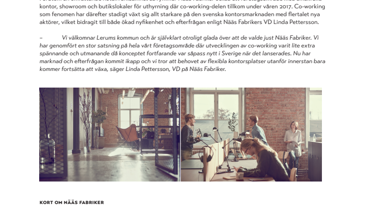 Lerums kommun väljer co-working och Nääs Fabriker