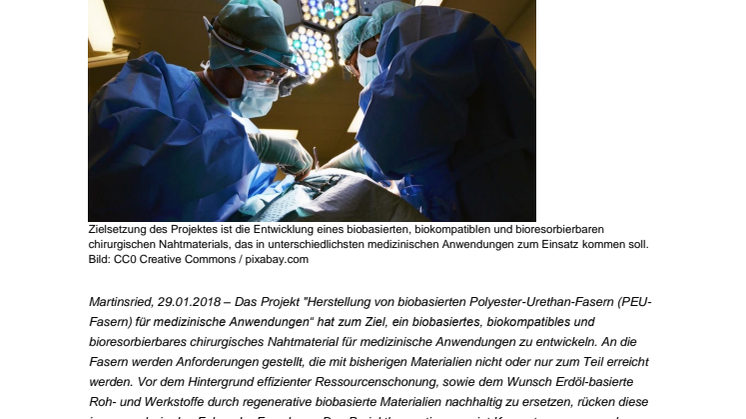 Neuartige biobasierte Fasern für medizinische Anwendungen 