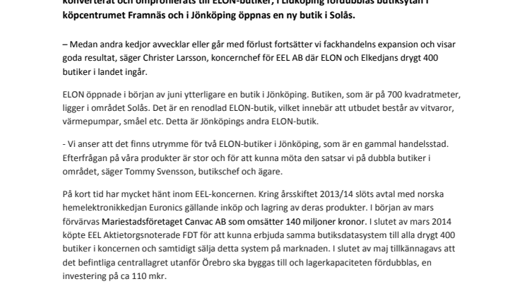 EEL stärker sin marknadsledande ställning