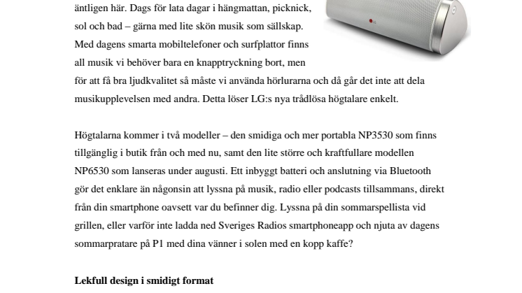 LG:S NYA TRÅDLÖSA HÖGTALARE – DIN KOMPIS  I HÄNGMATTAN I SOMMAR