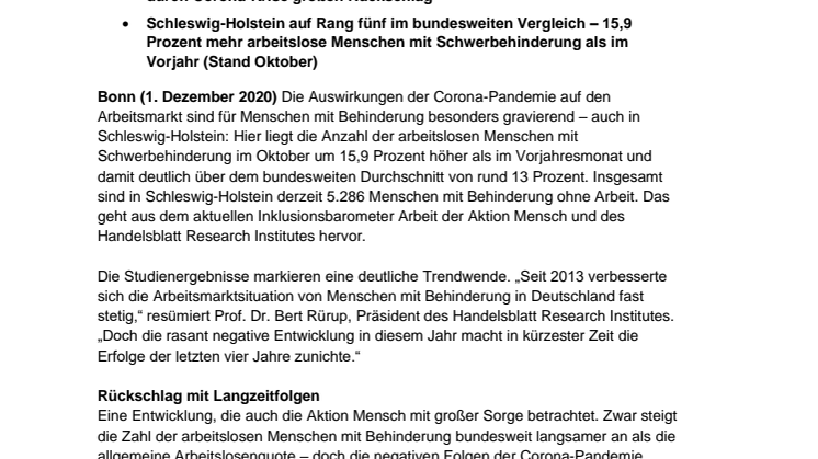 Inklusionsbarometer Arbeit / Schleswig-Holstein
