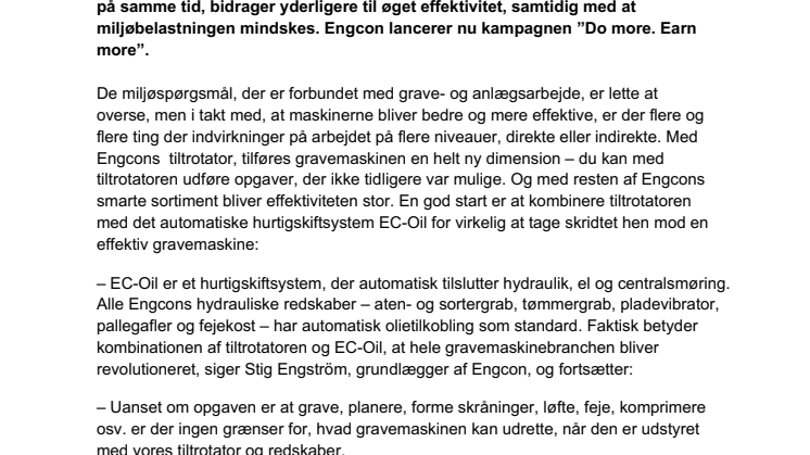 Engcon lancerer ”Do more. Earn More”