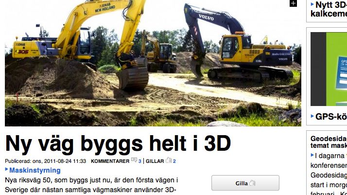 Geomatiknyheter.se - Ny väg byggs helt i 3D
