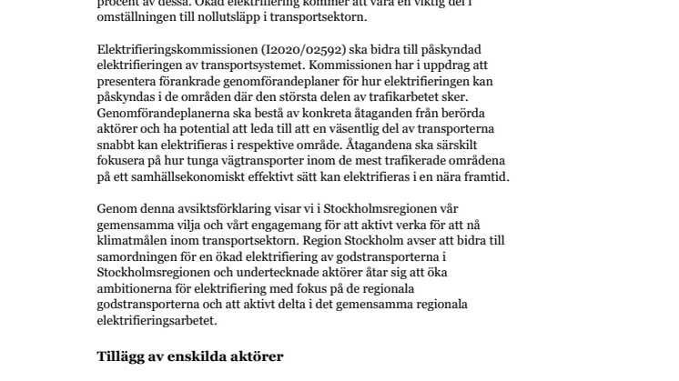 Stockholmsregionens elektrifieringslöfte