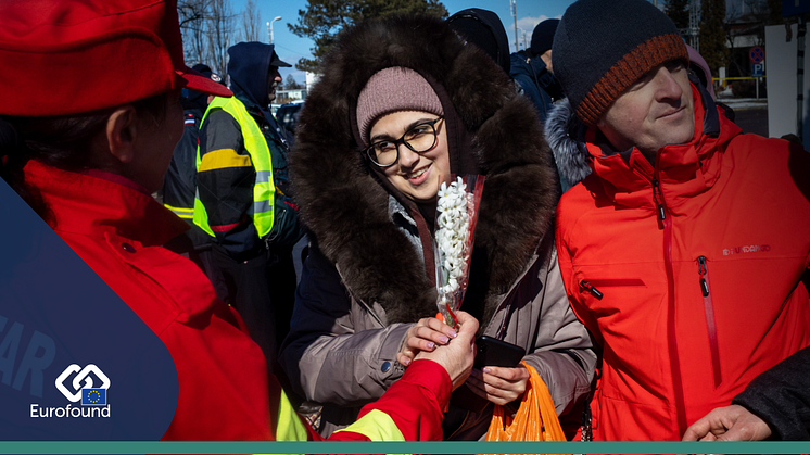 A Ukrainian refugee is welcomed in Siret, Romania. Image: © European Union, 2022