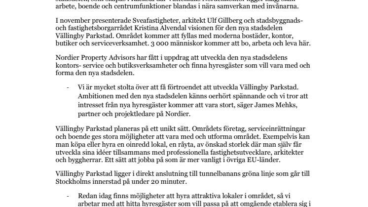 Nordier utvecklar kontors, service och butiksverksamhet i Vällingby Parkstad
