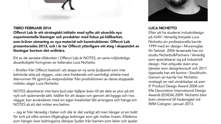 Akustikobjekt NOTES av Luca Nichetto