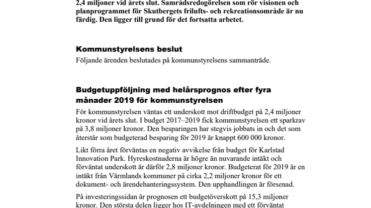 Kommunstyrelsen i korthet den 21 maj