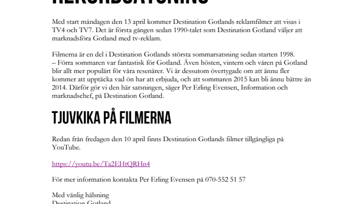 Tv-reklam del i rekordsatsning