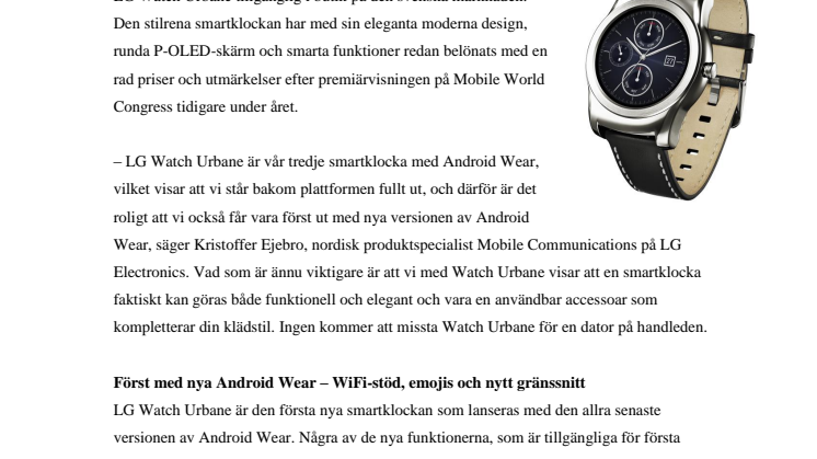 LG WATCH URBANE FÖRST UT MED NYA ANDROID WEAR