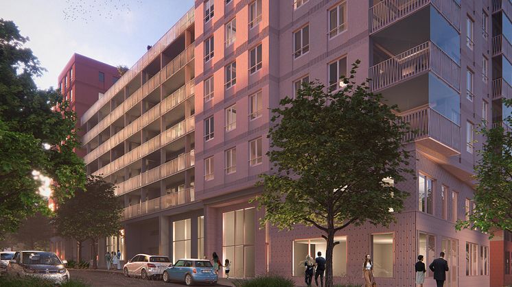 SKBs kvarteret Lysosomen i Stockholm, är en av årets byggstarter med solceller på taket. Ill.: Arkitema Architects