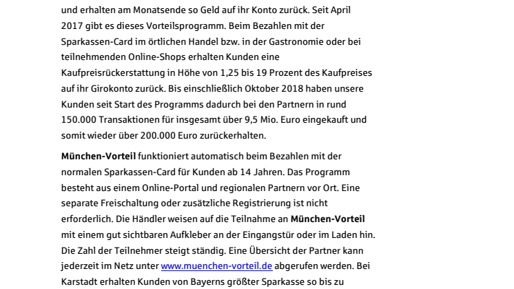 Die Karstadt Warenhäuser in München sind neuer Partner der Geld-Zurück Aktion „München Vorteil“