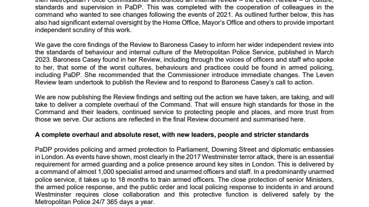 Summary Note - The Leven Review