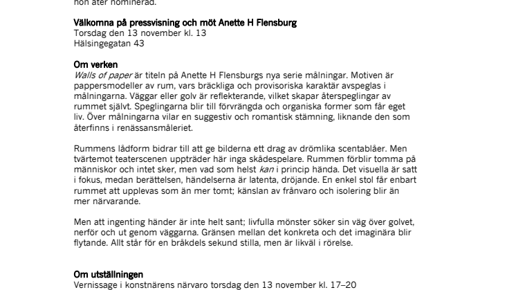 Anette H Flensburg at Galleri Andersson/Sandström Stockholm, 3/11-19/12-2008