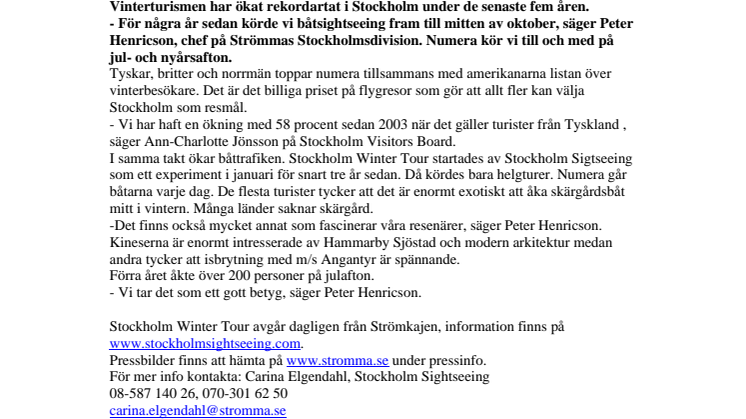 Rekordår för vinterturismen och vintersightseeing