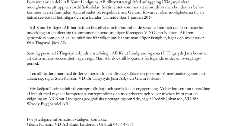 Woody Bygghandel öppnar i Tingsryd