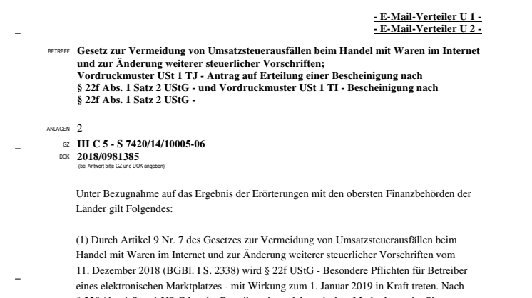 BMF Schreiben vom 17.12.2018