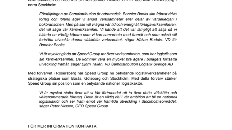 Speed Group förvärvar Samdistribution 