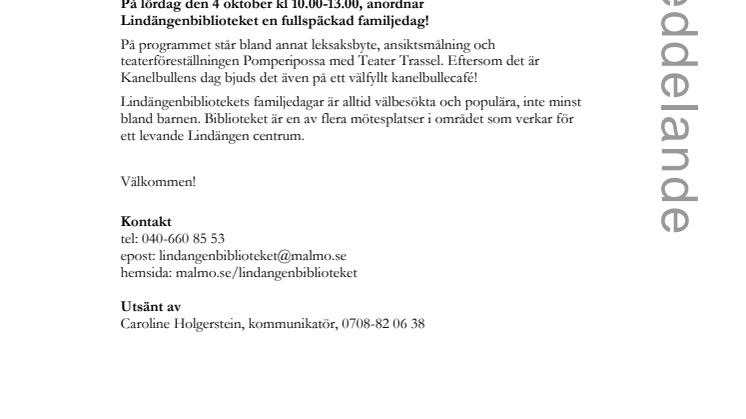 Pomperipossa och kanelbullar på Lindängenbibliotekets familjefest