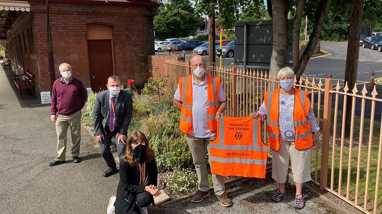 Pictured at Hall Green station (l-r): Fraser Pithie, Shakespeare Line Promotion Group; Ian Taylor, West Midlands Railway; Fay Easton, West Midlands Railway; Howard Hemmings and Sandra Hateley, station adopters.