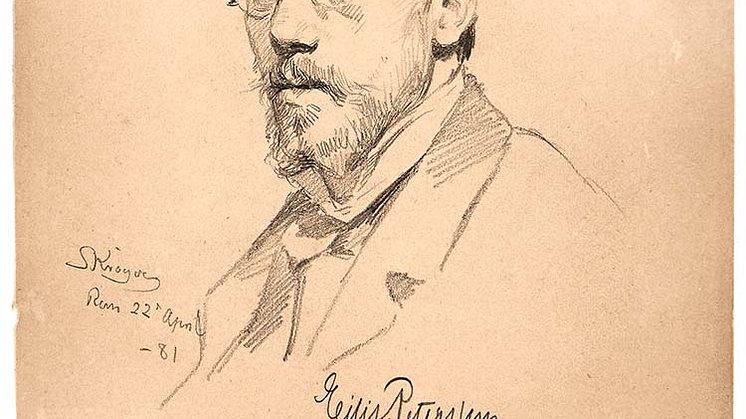 P.S. Krøyer- Portræt af Eilif Peterssen (1852-1928), 1881. Signeret. Bly på papir. 24 x 16,5 cm.jpg