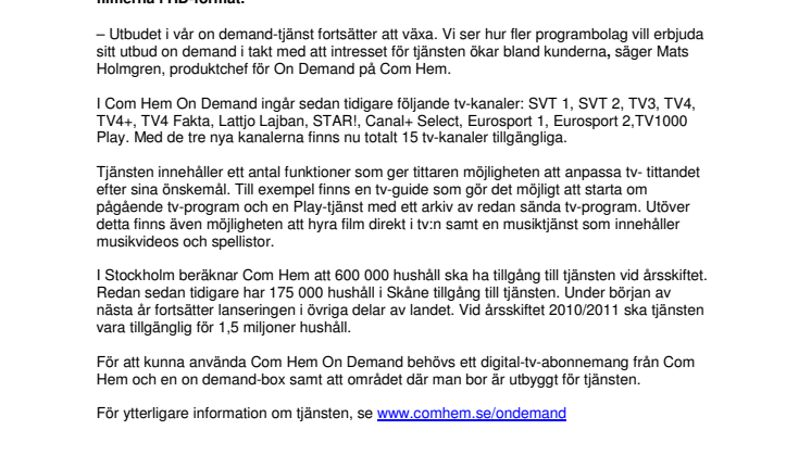 TV8, National Geographic och Disney Channel – nu i Com Hem On Demand