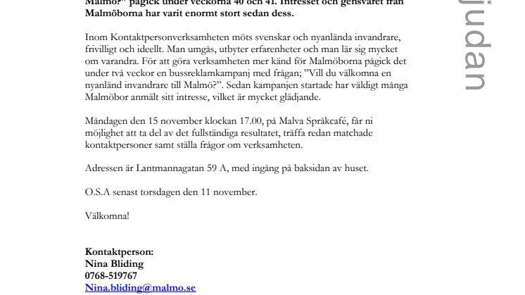 Malmöbor vill möta nyanlända invandrare