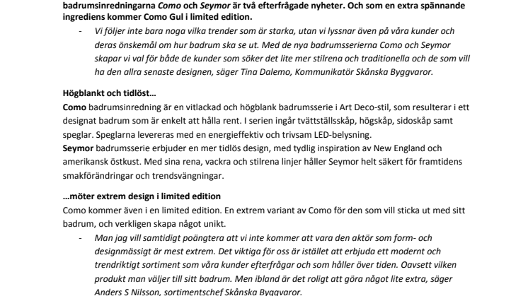 Skånska Byggvaror satsar på design för badrummet