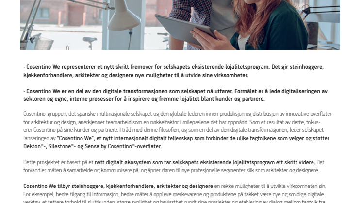 "Cosentino We"  -  det nye, globale fellesskapet for profesjonelle